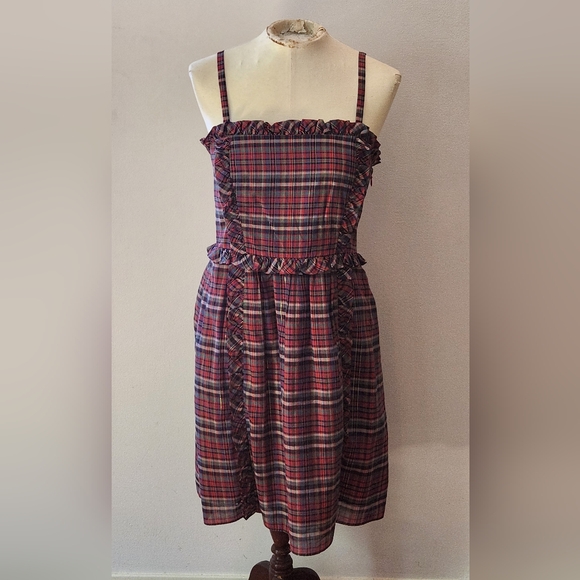 Marc by Marc Jacobs red, green, blue, and gold New Red Multi Plaid Dress -- Sz 4 - Picture 1 of 16